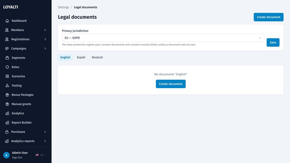 Versioned legal documents and consents
