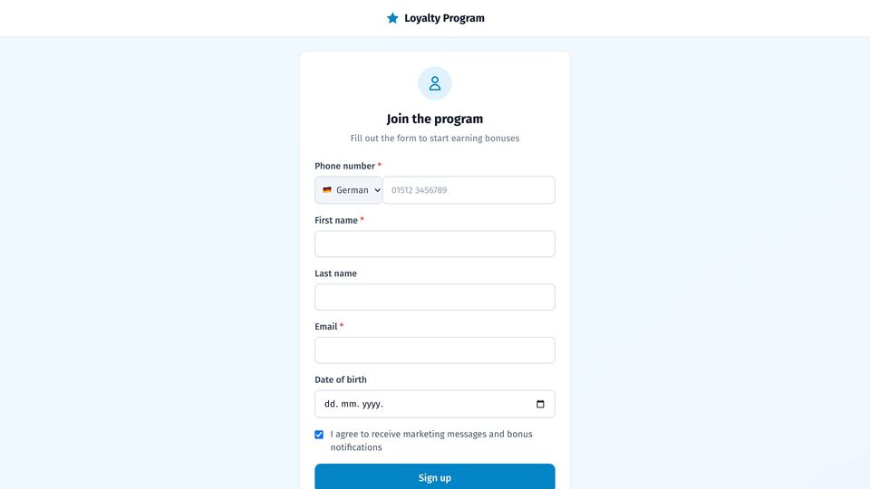 Customer portal sign-up
