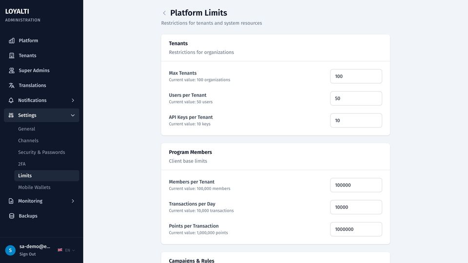 Platform limits