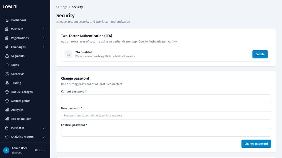 Two-factor sign-in and session security