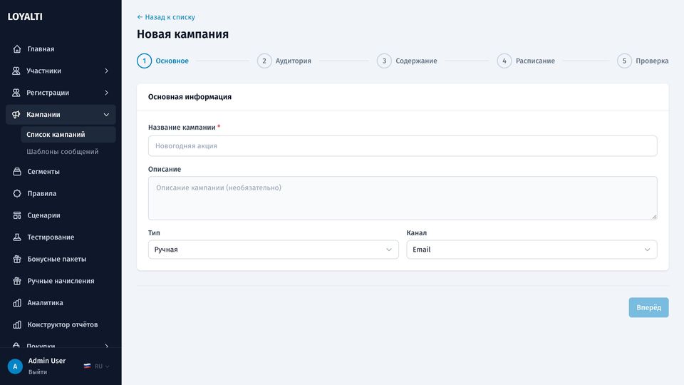 Мастер новой кампании: основное, аудитория, содержание, расписание и проверка